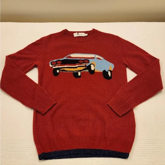 Coach 1941 Red Intarsia Sweater M 100% Cashmere Vintage Car Rare HTF NWOT NEW - Picture 7 of 16